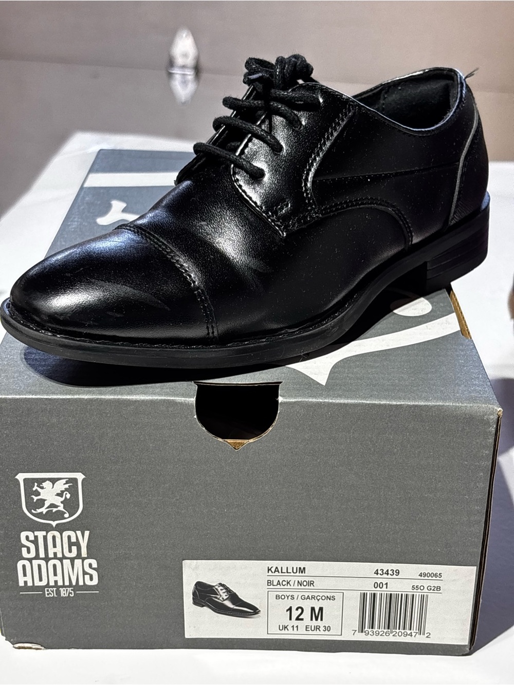 Stacy Adams Black Leather Cap-Toe Derby Shoe